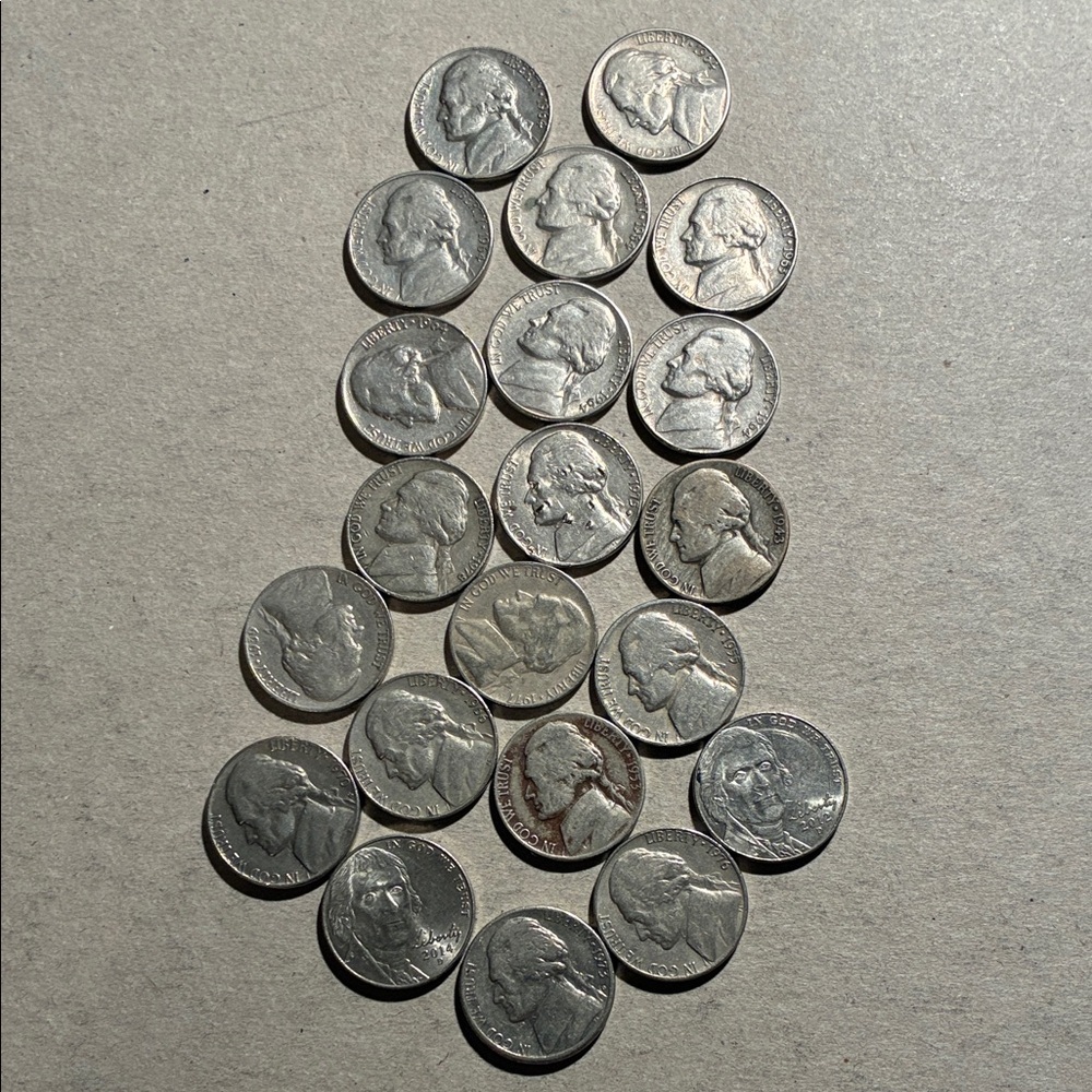 Lot of 22 U.S. Jefferson Nickels - Silver Tone